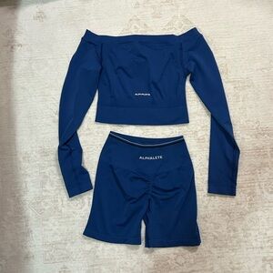 Alphalete Royal Blue Off-Shoulder Set